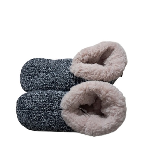 Pacas Slipper House Shoes Women's 12 Gray Pink Baby Alpaca Lined Gripper - Picture 1 of 9